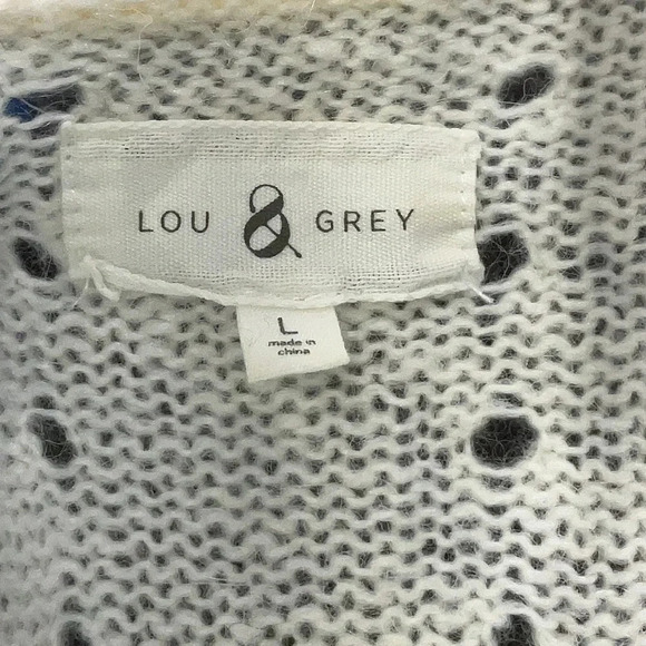 Lou & Grey Sweater Cream Alpaca Wool Blend Cardigan Open Front Knit Size Large L - Picture 3 of 5